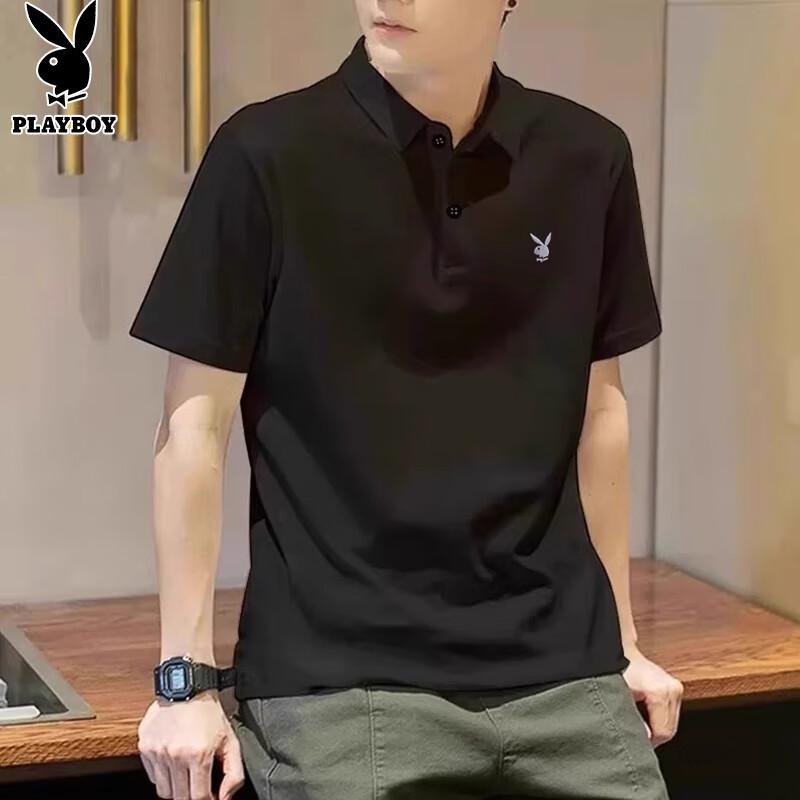 PLAYBOY Short-Sleeve T-Shirt, Men's Polo Undershirt, High-End Half-Sleeve Top, Summer Clothing, Ice Silk Quick-Dry Trendy Menswear