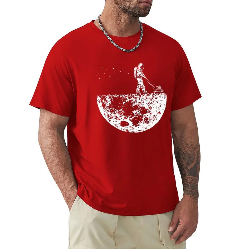 Astronauten schätzen die Mondumgebung Lustiger Druck T-Shirts Herren Locker Übergroße Kleidung Baumwolle Sommer Weiches T-Shirt Hip Hop T-Shirts