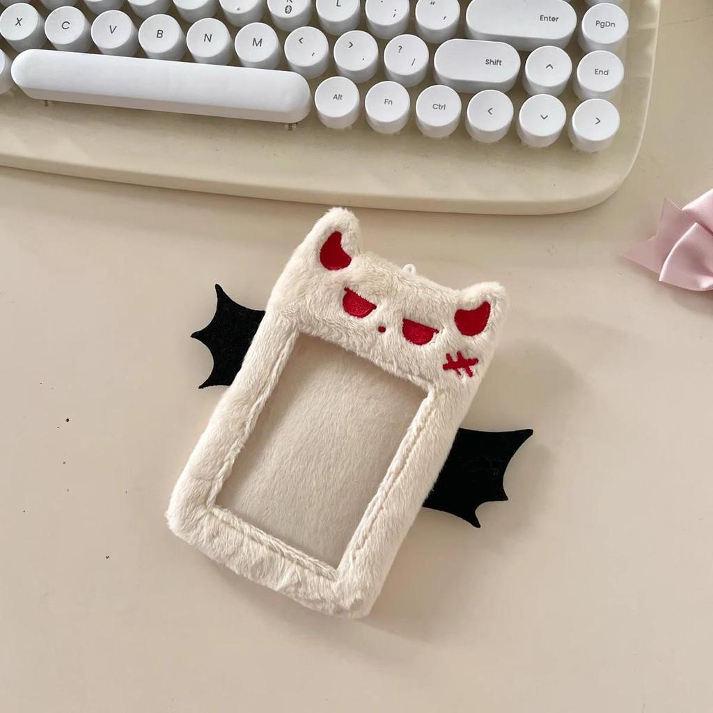 Cute Purple Demon Plush Card Holder - Korean Style Polaroid & Idol Display Pendant