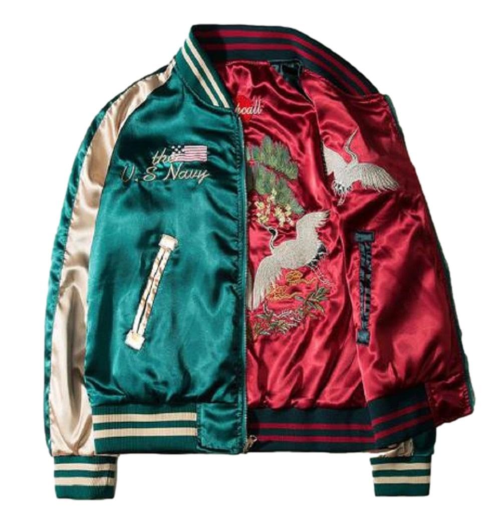 

nomad.j cross Двусторонняя куртка Сукаджан с вышивкой Журавль и Военно-морских сил США (L)