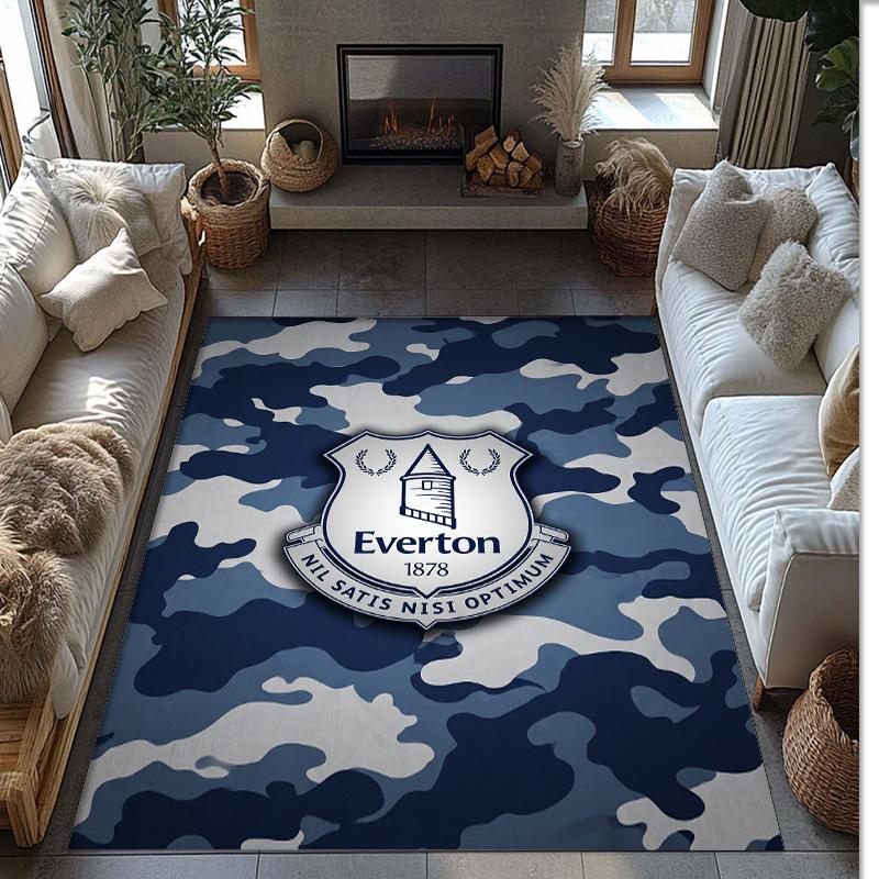 Tappeto in Velluto di Cristallo con Stampa Calcio Everton, Comodo Assorbente d'Acqua Antiscivolo Tappeto per Pavimenti Interni