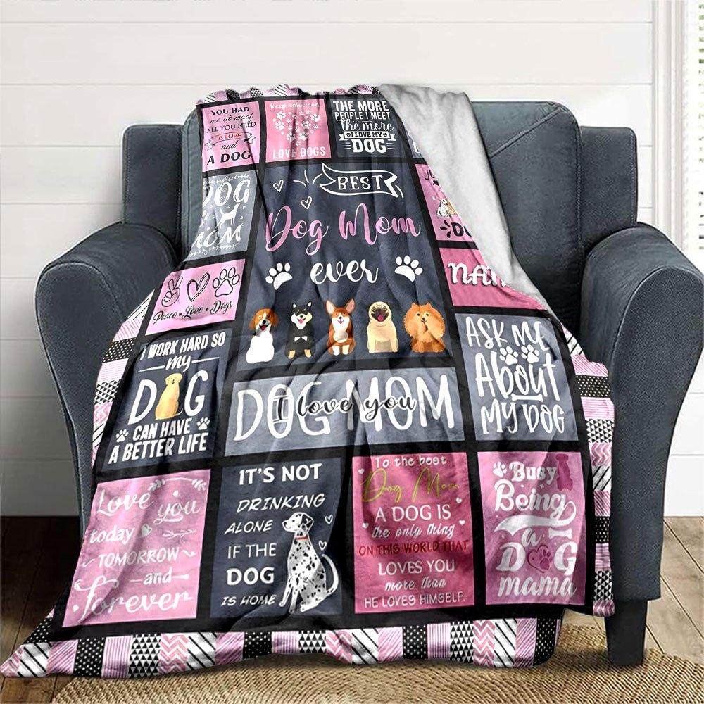 Dog Mom Quotes And Paws Lightweight Customizable Blanket Customize Your Name Soft Warm Cozy Perfect For Sofa Couch Office Bed Picnics For All