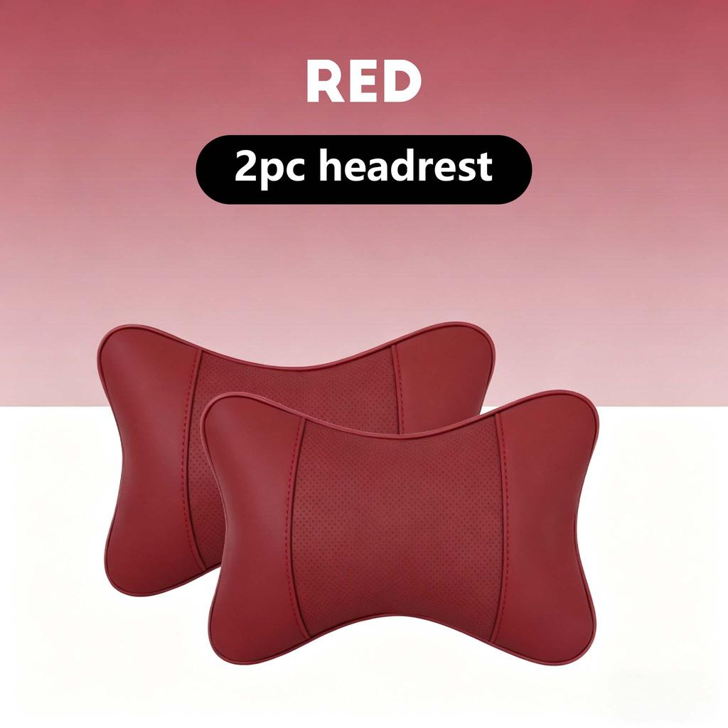 NWL3 2pcs Car Seat Leather Headrest Neck Pillow, Soft Comfortable Neck Support for VW Golf Passat Tiguan Skoda Octavia Kodiaq Auto In