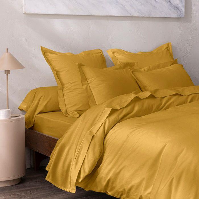 4-piece Percale Cotton Sheet Set "Julian" for Bed 140 X 190 Cm Pure Cotton - Julian Mango -