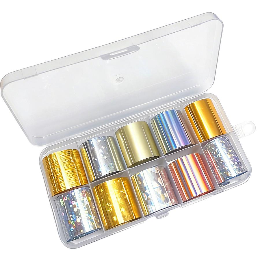 10 Rolls Lace Nail Transfer Foil Paper, Holographic Aurora  Starry Nail Art Stickers, Nail Foils Wraps for DIY Manicure