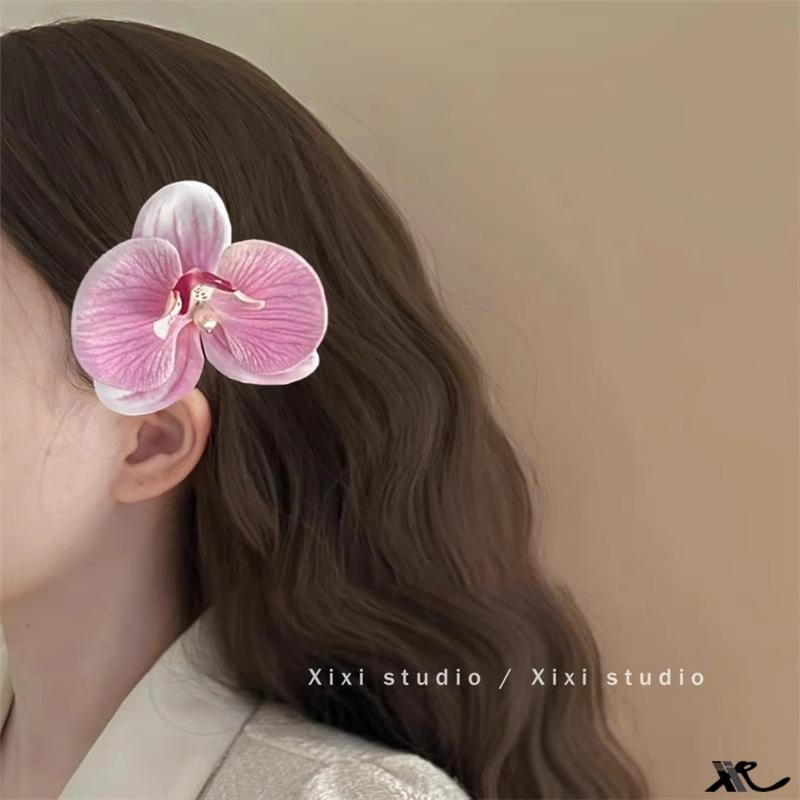 1Pcs Phalaenopsis Pearl Hair Clip Orchid Butterfly Hair Clip Duckbill Clip Summer Holiday Hair Accessories Bow Flower Hair Clips