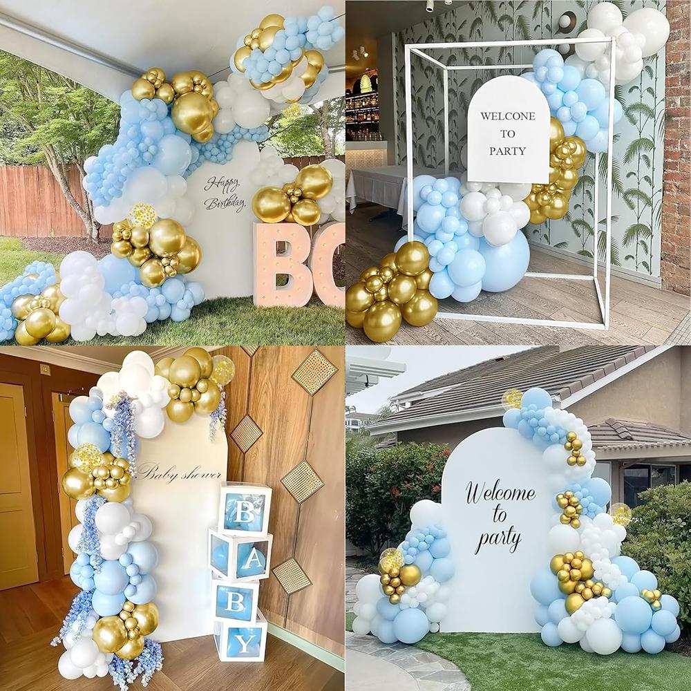 Blue Balloon Garland White Gold Confetti Balloons Arch Kit Baby Shower Wedding Anniversary Kids Birthday Party Decoration Globos
