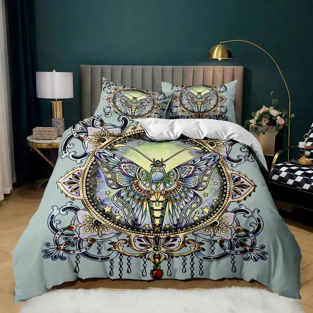 Insect Duvet Cover Set Vintage Old Backdrop With Dragonfly Bedding Set Pillowcase Double Queen King Size Polyester Qulit Cover