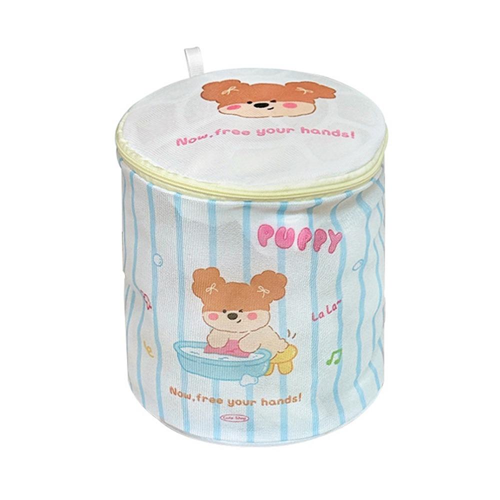 Cute Cartoon Cat Puppy Zippered Mesh Laundry Bags Anti-deformation Anti-Winding Protective Washing Bag Breathable Laundry Care