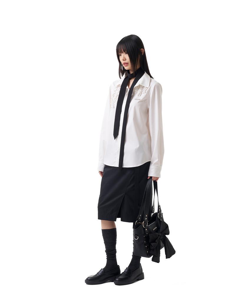 Iuga Makaras Belted Bag Midi Skirt (Black)