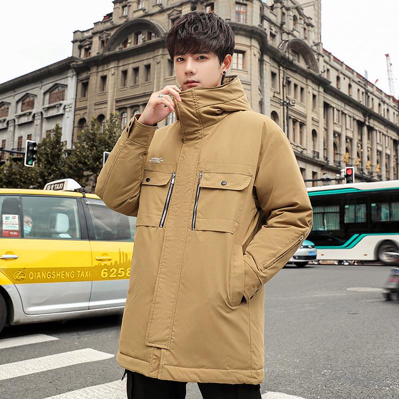 2025 Herren Mittellange Verdickte Warme Daunenjacke für Schüler und Oberstufenschüler