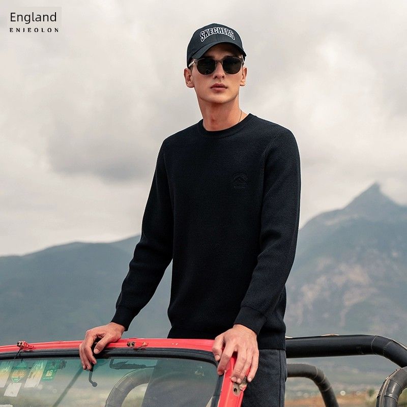 

Yingjilun Winter Crew Neck Embroider Bottoming Shirt Sweater Black 2XL