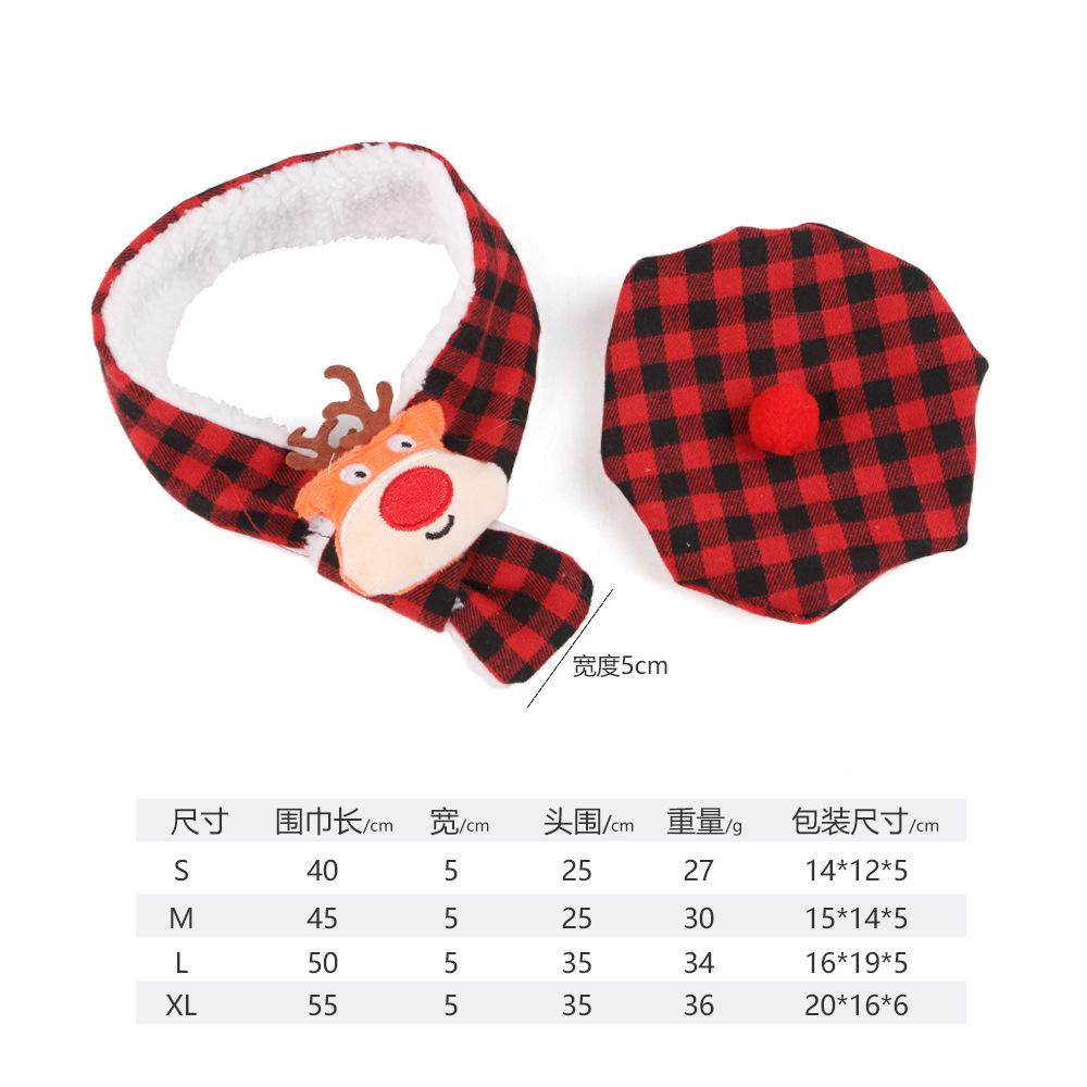 

Christmas Pet Hat Scarf Dress Up Cat Checked Hat Dog Christmas Elk Scarf Headgear Set S