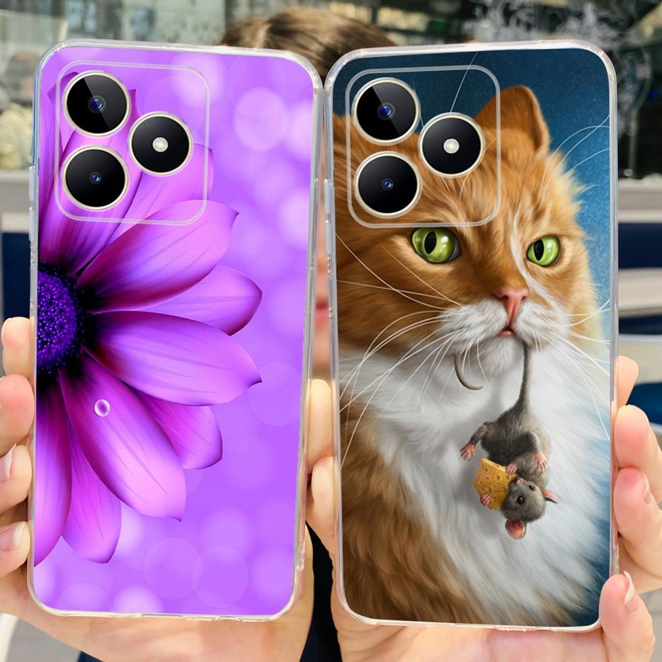Etui na Realme Note 50 RMX3834 Uroczy Kot Malowane Pokrowiec Miękki Silikonowy Pokrowiec na Telefon Na Realme Note 50 Note50 Tylna Pokrywa 6.74'' Torby