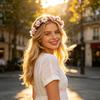 Bridal Flower Crown Boho Artificial Flower Crown Elastic Strap Hair Wreath Holiday Wedding Floral Headband for Bridesmaids Flower Girls