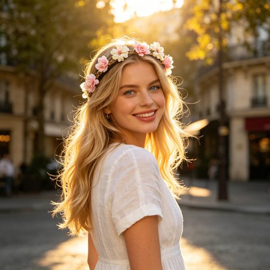 Bridal Flower Crown Boho Artificial Flower Crown Elastic Strap Hair Wreath Holiday Wedding Floral Headband for Bridesmaids Flower Girls