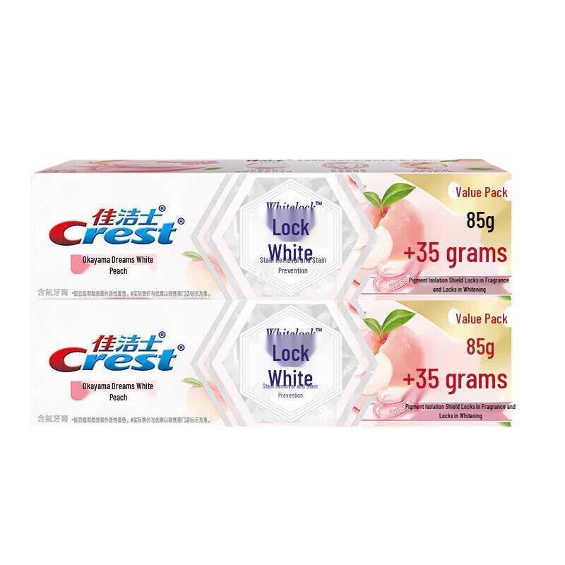 Crest White Lock Peach Flavor Toothpaste Value Pack
