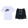 Logo Round Neck Pullover Short Sleeve Patchwork Tie Waist Mid Rise Shorts Casual Sports Set Men Sets AR5005-101+DX0767-010