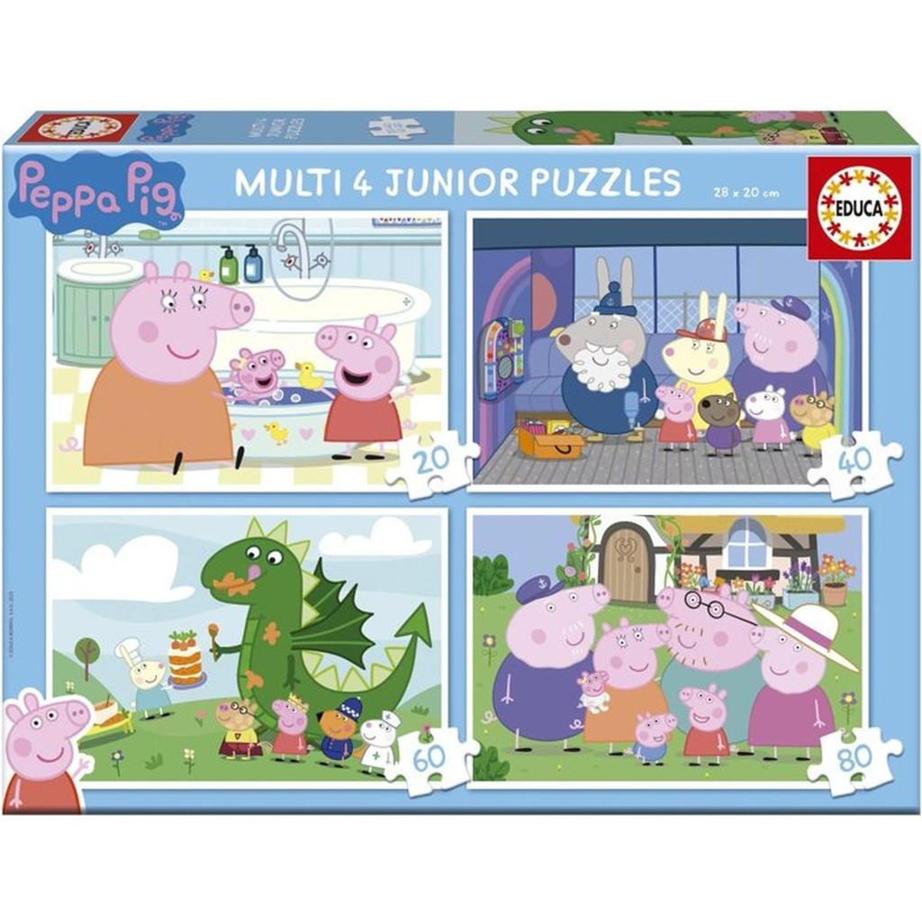 Puzzle Multi 4 Junior - EDUCA - Peppa Pig - 20+40+60+80 Pieces