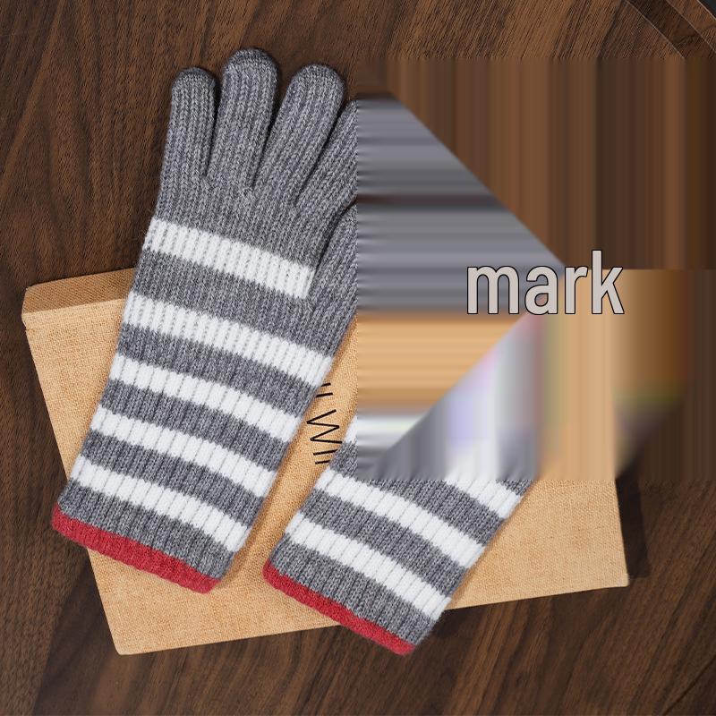 Women's Fingerless Imitation Cashmere Gloves - Girlish Heart Design, Striped, Extended Wrist, Warm & Versatile for Autumn/Winter Travel