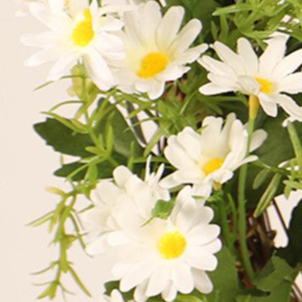 13.78inch Artificial Daisy Flowers Wreath Wall Hanging Door Decoration Hanging Garland for Household