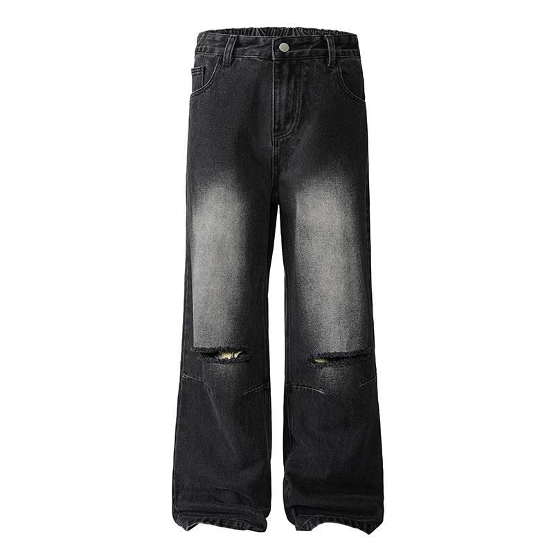 

2025 Весна Мужские Мешковатые Джинсы Мужские Оверсайз Прямые Свободные Повседневные Джинсовые Брюки Мужская Уличная Мода Y2K Широкие Брюки 2XL чёрный