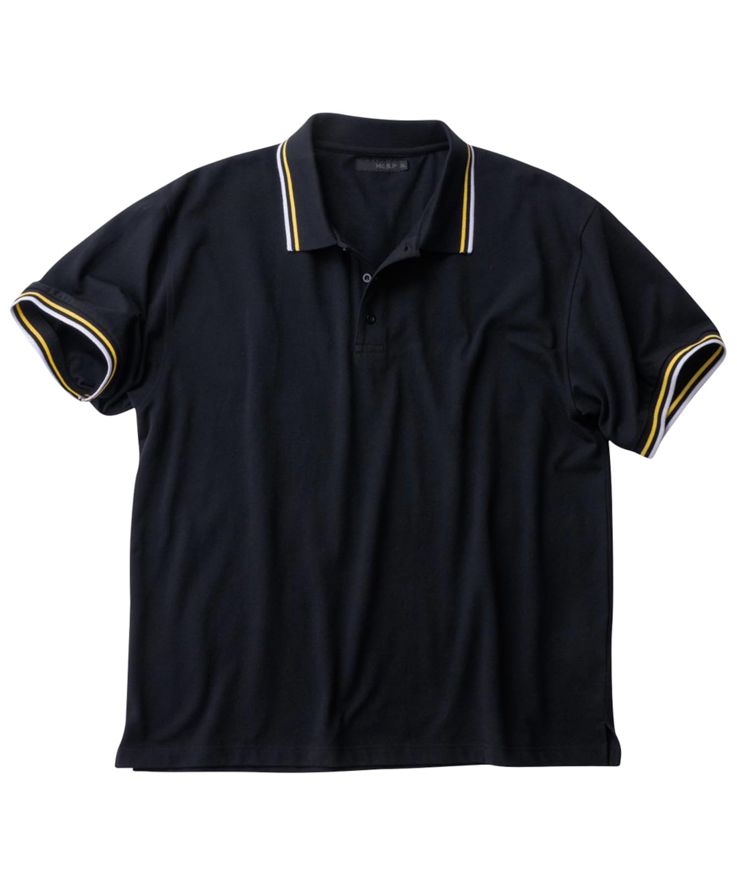 

MCSP Black Pique Ribbed Collar Short Sleeve Polo Shirt - Men s