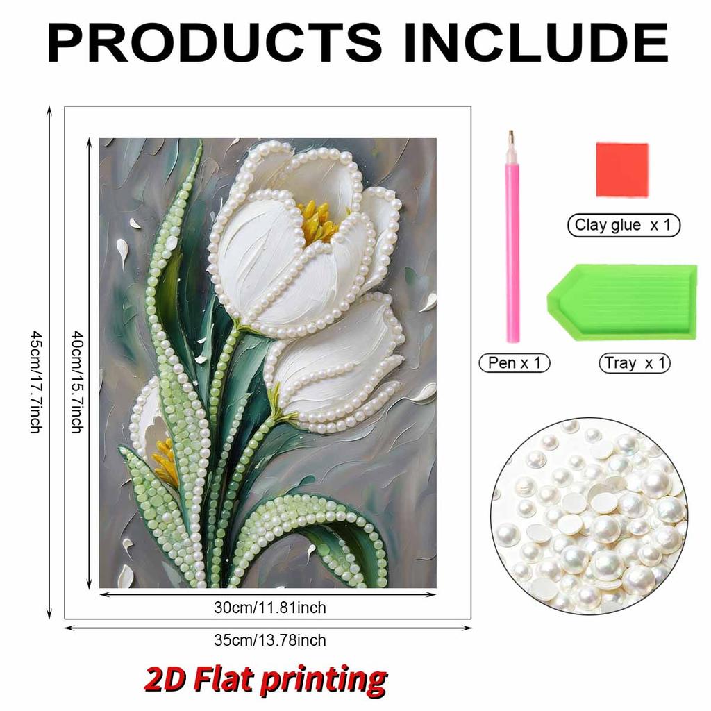 DIY Pearl Painting Set Lily Pattern Home Decoration Handmade Sticky Diamond Creative Canvas Pearl Art Painting Crafts Perfect Gift