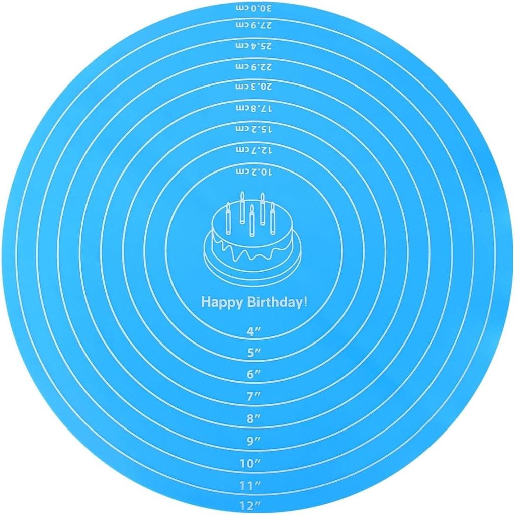 Silicone Baking Mat Cake Mat Silicone Cake Mat Silicone Baking Mat with Measurements for CakeTurntable Stand Non-Stick Heat Resistant Pastry Baking