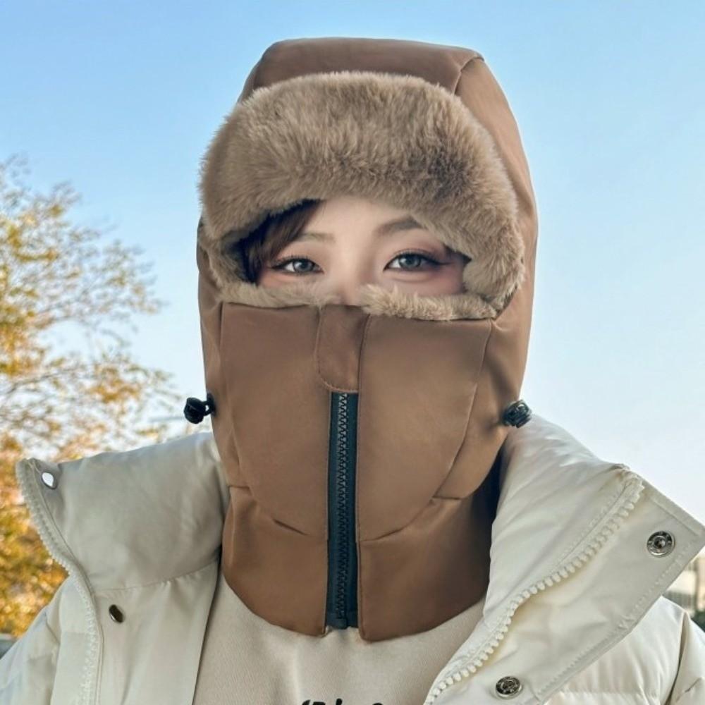 Keep Warm Warm Scarf Face Mask Solid Color Lei Feng Hat Portable 4-in-1 Winter Cycling Hat  Outdoor