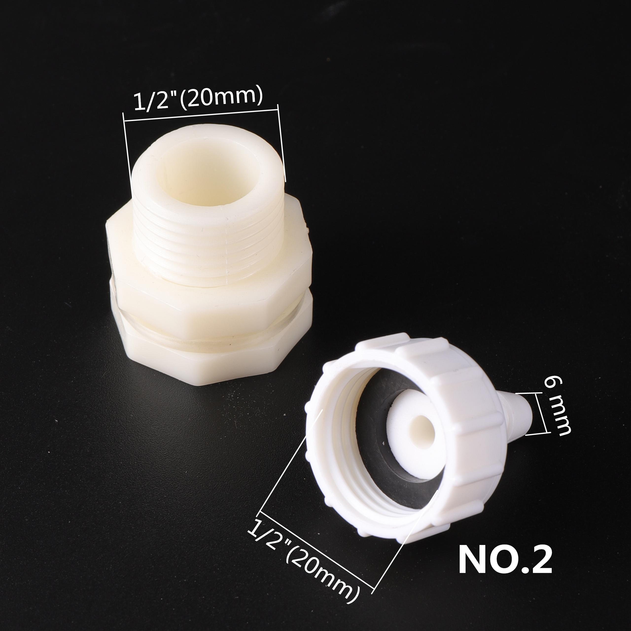 

Соединитель резервуара для воды с наружной и внутренней резьбой 1/2 дюйма, внутренний диаметр 4/6/8/10/12/14/16/20 мм, фитинги для труб, распределительное соединение для подачи воды 6mm