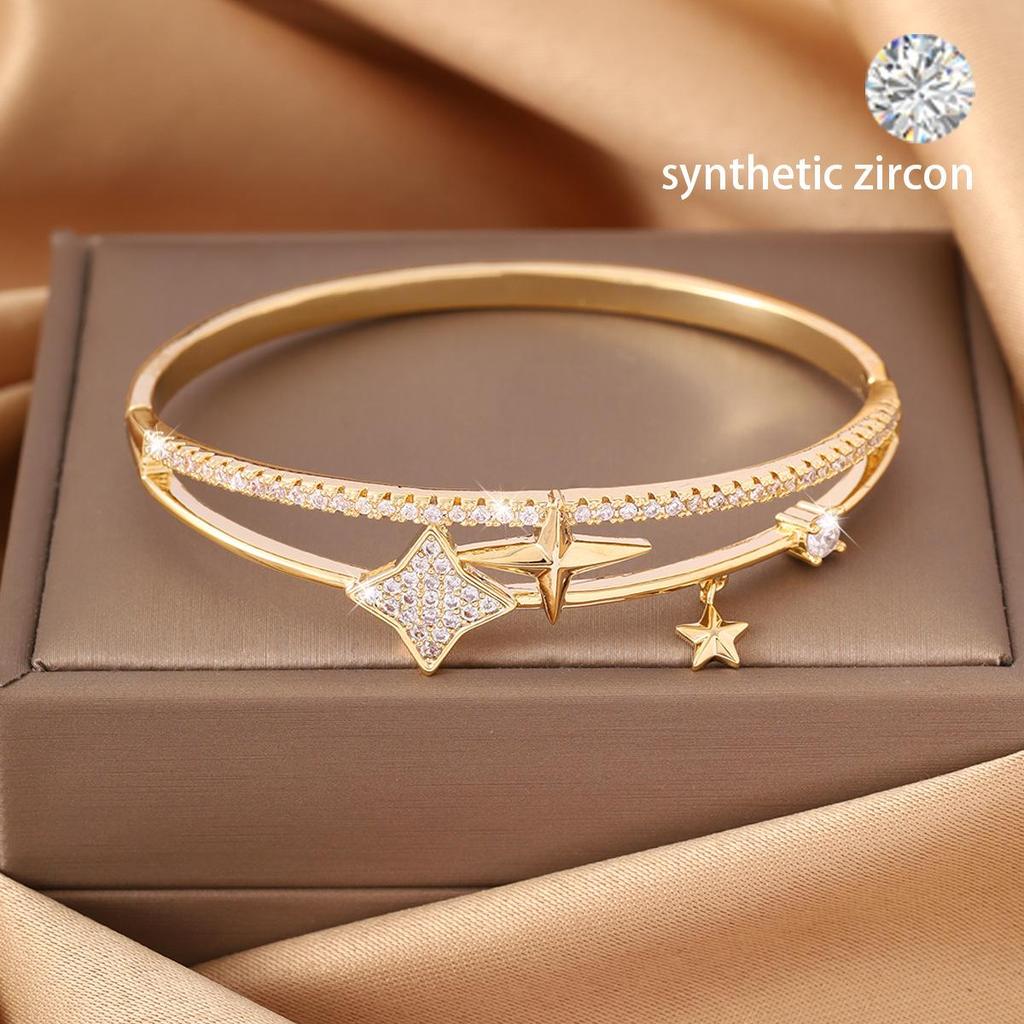 Exquisita Pulsera de Uñas con Circonita Europea y Americana: Diseño Abierto de Gama Alta
