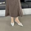 Fashion Butterfly-Knot Ladies Thin Heels Shoes Pointed Toe Pumps Slides Footwear Women Medium Heels Female Slippers Mules