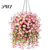 Easy-care Artificial Flowers 2 Pcs Hanging Petunia UV Resistant Faux Year-round Decorations Reusable Simulated Petunias for Outdoors Festive