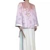 2024 Cool Zen-Style Women's Pink Hanfu Shirt Jacket for Early Autumn