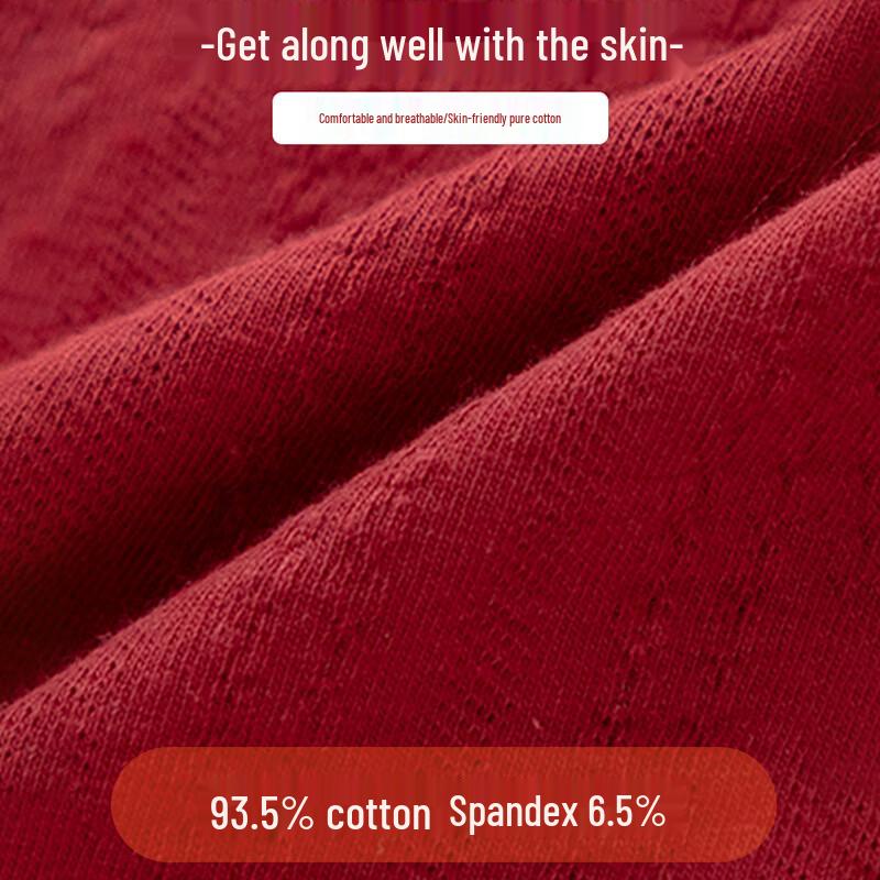Women's Red Cotton Anti-Bacterial Briefs with Bow & Heart Print
