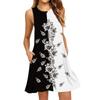 Women's Fashion Beach Dress Sleeveless Round Neck Floral Print Dress