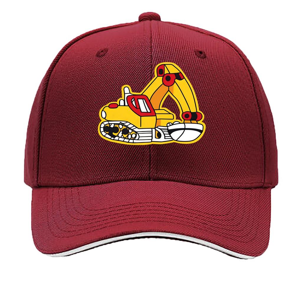 Adjustable Hat Featuring an Cartoon Excavator a Breathable Baseball Cap That Provides Cozy Suitabl Sandwich Baseball Cap