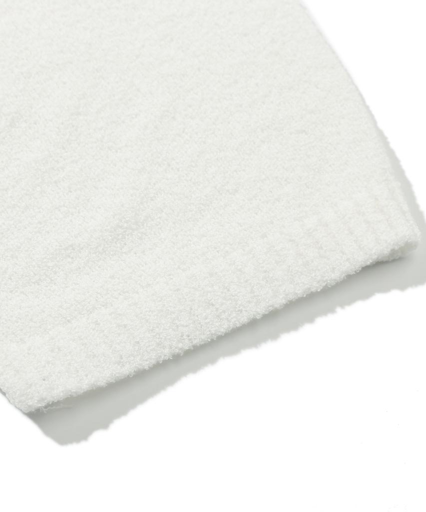 TRILLION Washable Boucle Collar Short Sleeve Knit (Cream White)
