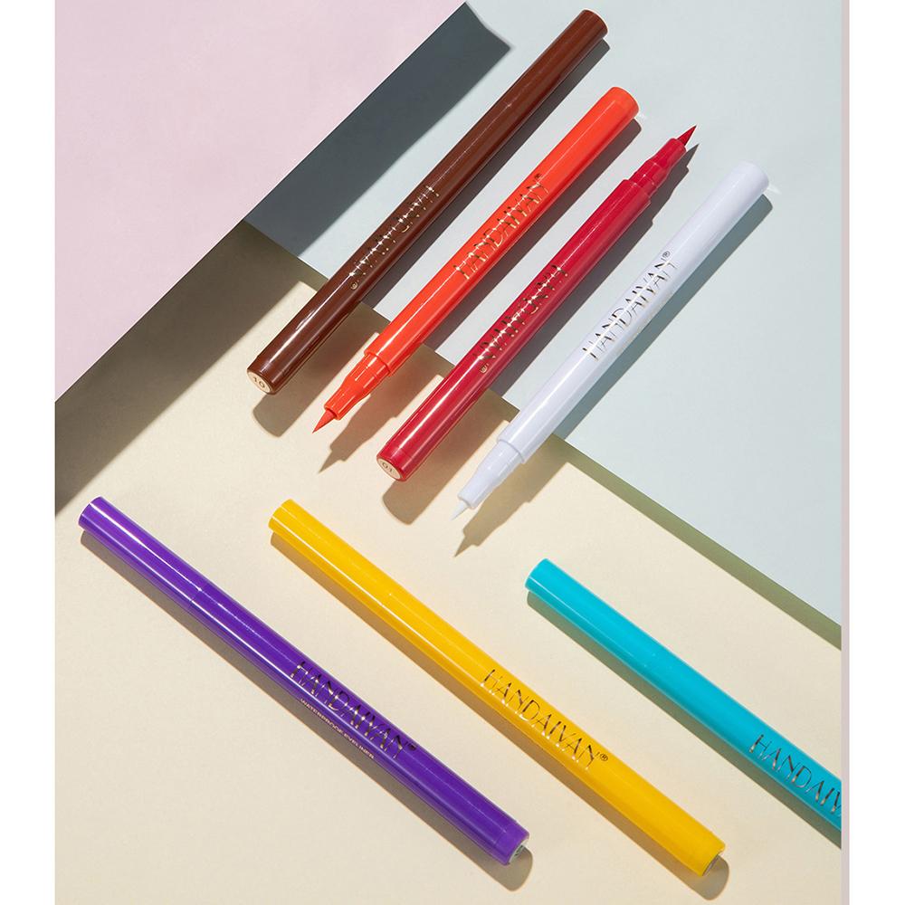 HANDAIYAN Matita gel per eyeliner impermeabile a 12 colori Penna per eyeliner colorata bianca gialla blu marrone Trucco a lunga durata
