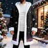 Men's Christmas Long Hooded Cardigan With Pockets Warm Jacket