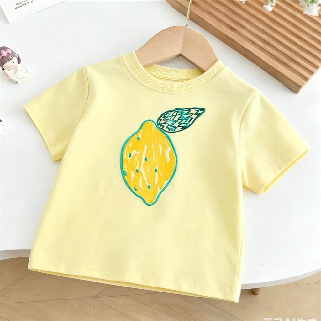 Loose Casual Summr Clothes Short-sleeved Tops Boys And Girls Lovely Printed TShirt Pure Cotton Clothes Round Neck Base Shirt