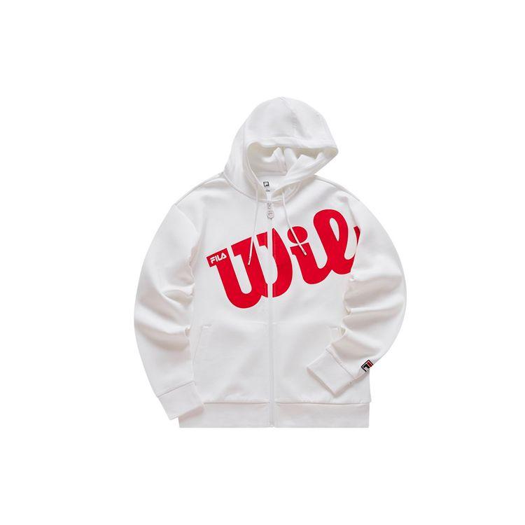 

Fila Мужская спортивная вязаная куртка свободного кроя с принтом от X Wilson, нефритовый белый A11M033502F-WT