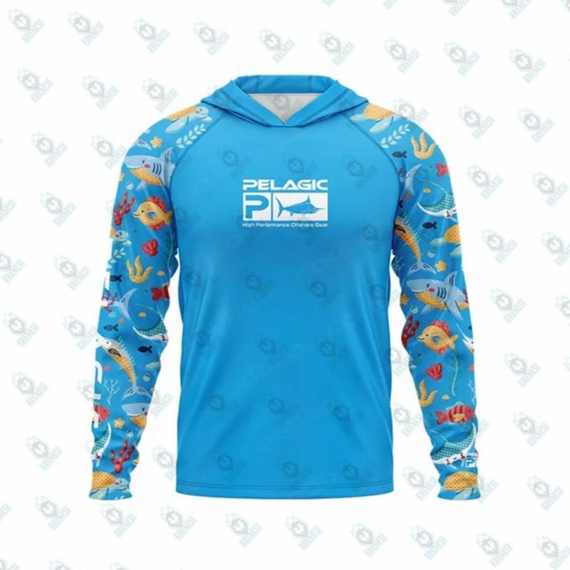 Mens Quick-Dry UV Protection Hooded Fishing Shirt Long Sleeve Breathable Outdoor Angling Top