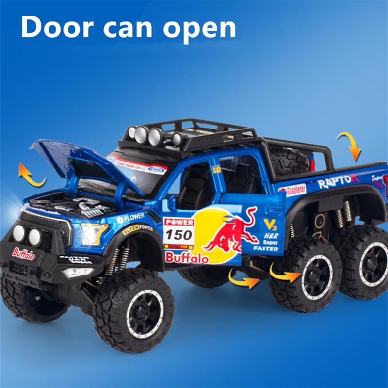 1/28 Ölçekli Ford Raptor F150 pres döküm model araç Oyuncak, Geri Çekin Oyuncak Araç Ses ve Işık ile Çocuklar için Yürümeye Başlayan Erkek Kız Hediye Koleksiyonu