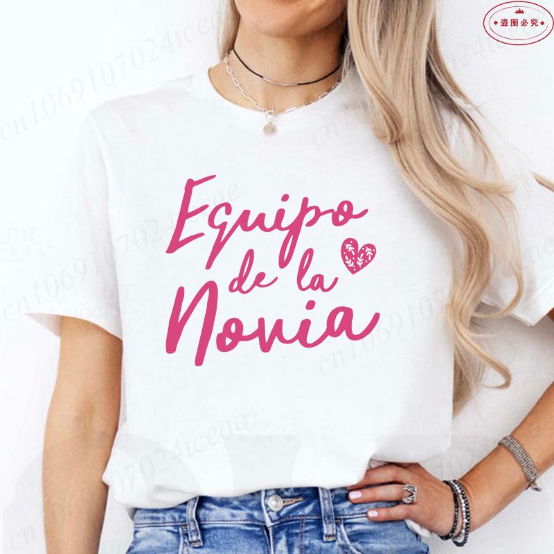 Spanisches Team Braut Truppe T-Shirt Frau Junggesellinnenabschied Blusen Mädchen Single Abschied Tops Braut Hochzeit Kurzarm T-Shirts
