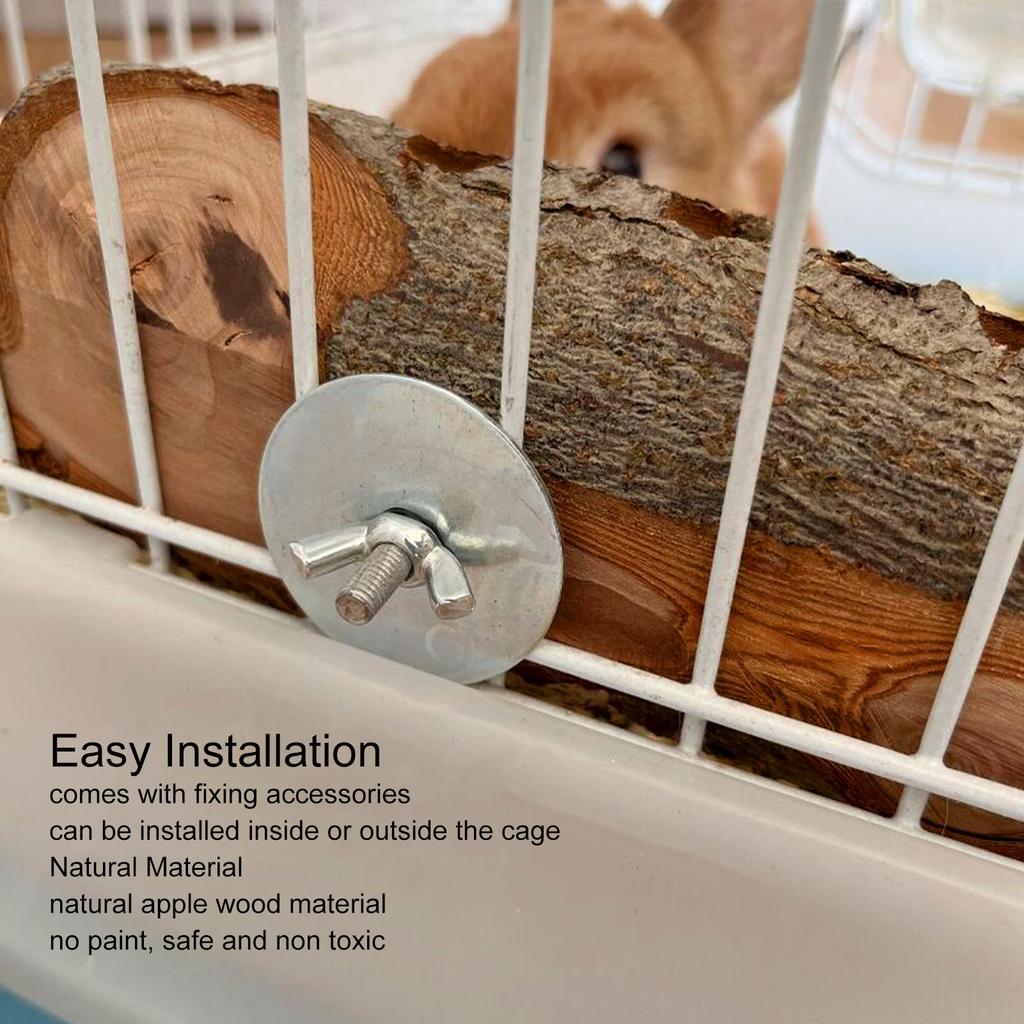 Hamster Log Chew Toy Natural Safe Molar Bite Resistant   Wooden Standing Stick for Small Animals