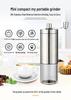 Wood Grain Stainless Steel Hand Coffee Grinder with Handle
