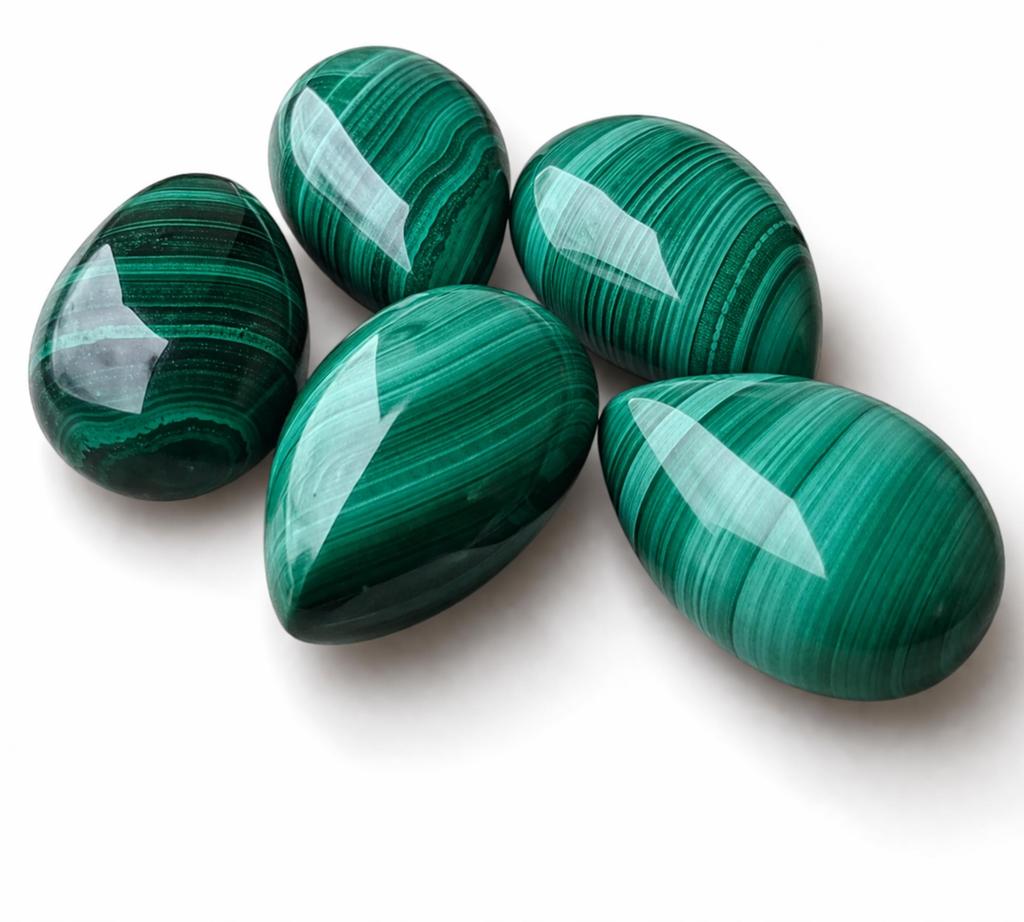 AAA+ Malachite Teardrop Cabochon Natural Gemstone 20x30mm | Green Banded Malachite Loose Stone for Jewelry Making, Statement Jewelry