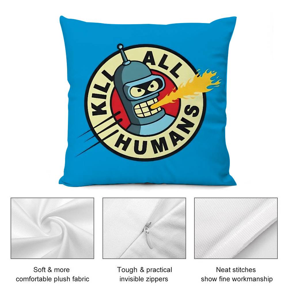 F-Futurama B-Bender Pillow Case Plush Fabric Soft Double Sided Print Sofa Cushion Cover Throw Pillow Covers